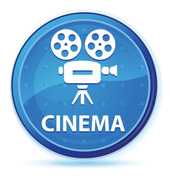 電影院 (攝像機圖示) 午夜藍色素數圓按鈕 - prime video 幅插畫檔、美工圖案、卡通及圖標