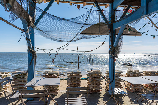 Bassin d'Arcachon (France), oyster hut near Cap Ferret