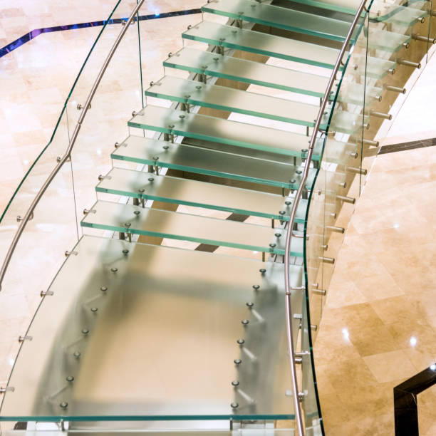 istock Modern glass staircase in luxury hotel 1129143052
