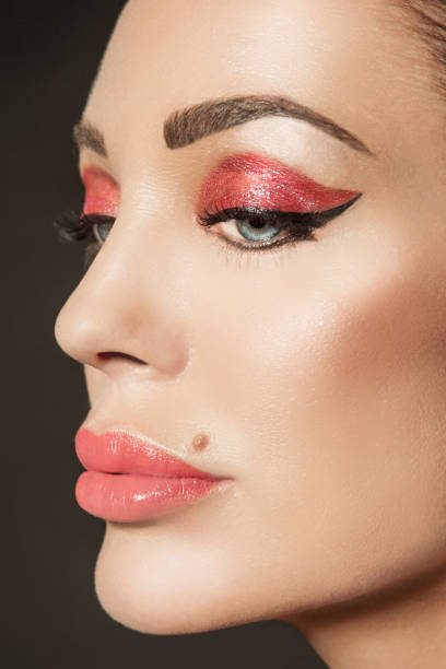 Make-up Beauty Portrait Pink Cat Eye stock photo