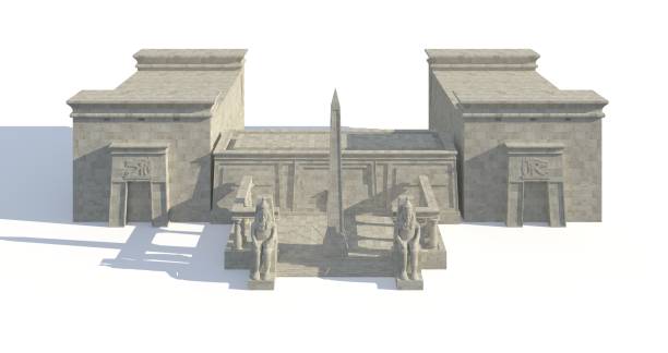 istock Egypt buildings and statues isolated on white background 3d Illustration 1129143376
