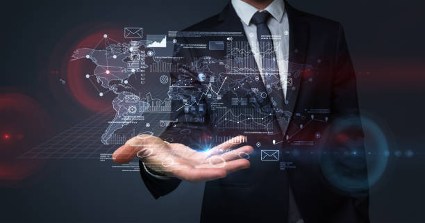 istock Businessman holding communication concept 1129143437
