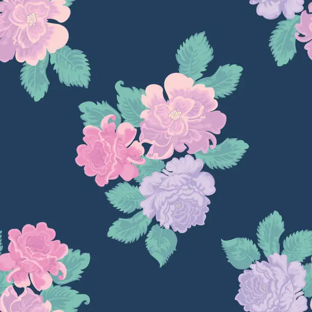 Vector illustration of Roses. Figure. Seamless pattern