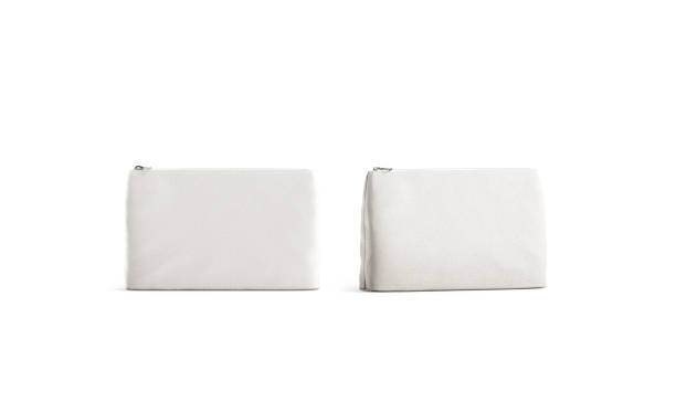 istock Blank canvas beauty bag mockup, isolated, front and half view 1129146195