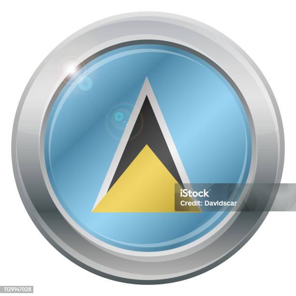 St Lucia Flag Silver Icon Stock Illustration - Download Image Now - Heat - Temperature, Icon Symbol, Titanium