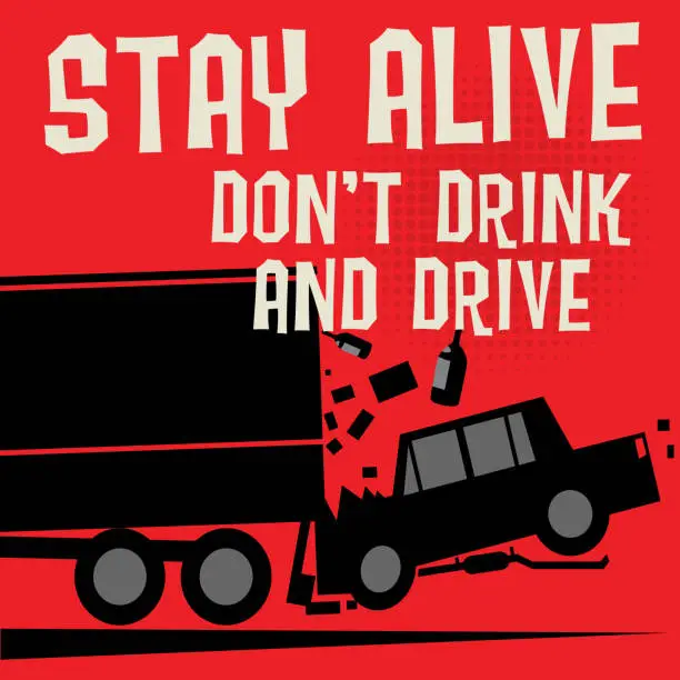 Vector illustration of Stop Drunk Driving Accidents poster