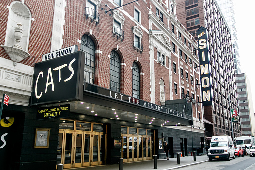 Entrance to the theater where the Cats musical is being staged.