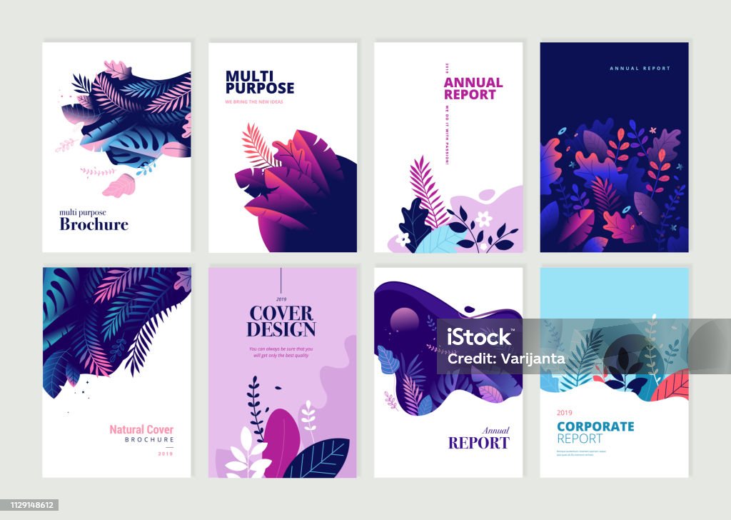 Set of brochure, annual report and cover design templates for beauty, spa, wellness, natural products, cosmetics, fashion, healthcare Vector illustrations for business presentation, and marketing. Fashion stock vector