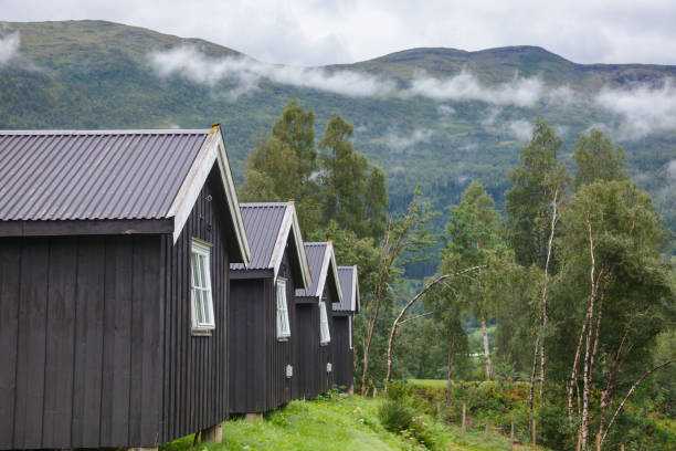 istock Typical wooden camping cabins in Norway Scandinavia 1129148706
