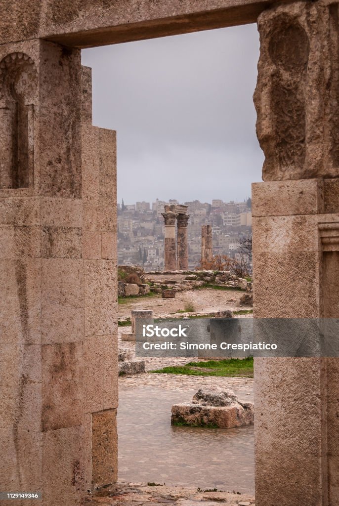 The ruins of the ancient citadel in Amman, Jordan, Middle East Adventure Stock Photo