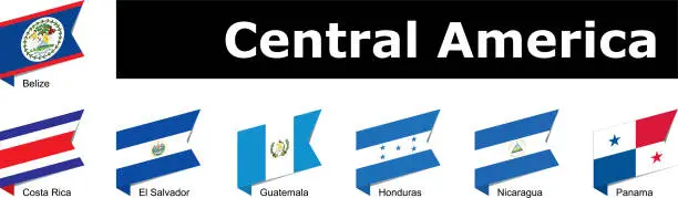 Vector illustration of flags of central America