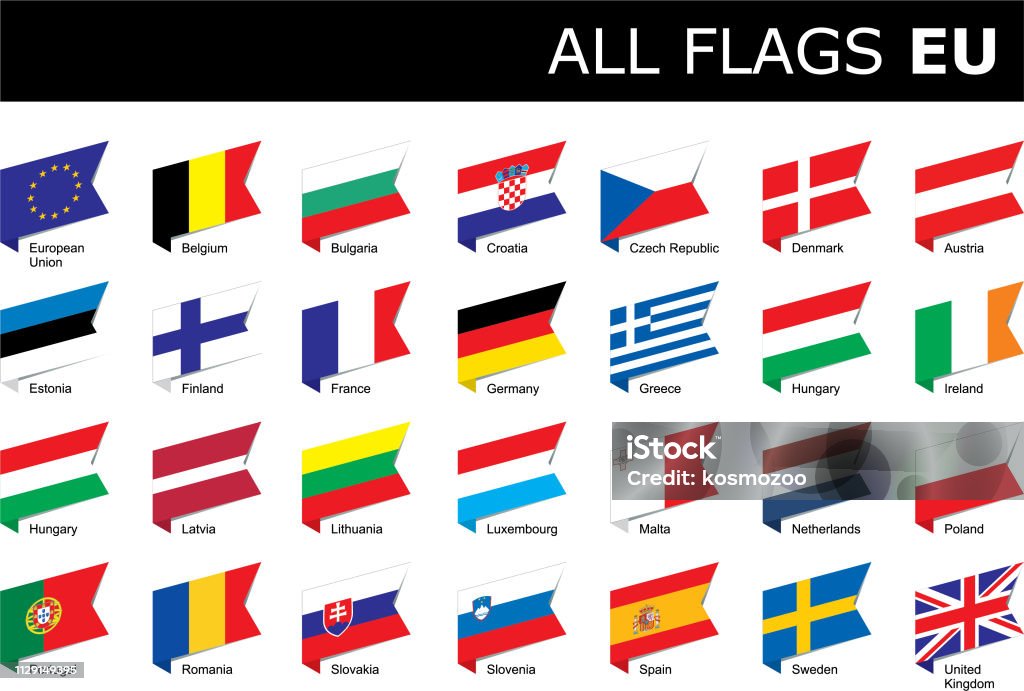 flags of European Union Collection vector isometric flat flags of European Union France stock vector