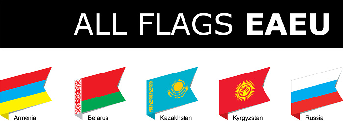 Collection vector isometric flat flags of Eurasian Economic Union