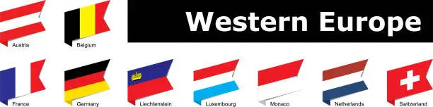 Vector illustration of flags of western Europe