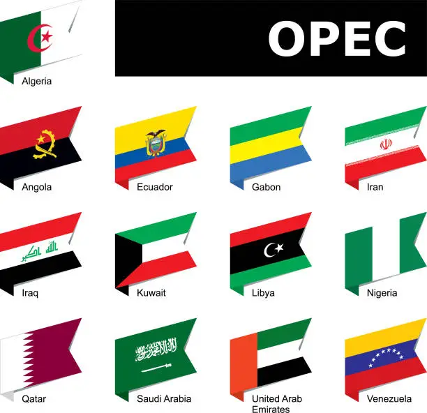 Vector illustration of flags of OPEC