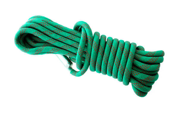 climbing rope on white background - nylon strings imagens e fotografias de stock