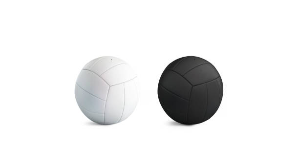 istock Blank blank and white volleyball ball mockup set, isolated 1129150340