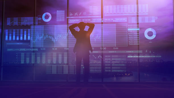 Trader silhouette and stock exchange animation