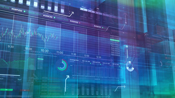 istock Corporate background with trading infographics 1129150946