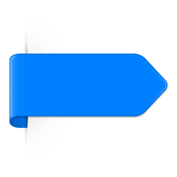 Vector long curved blue bookmark arrow with shadow and copy space Vector long curved blue bookmark arrow with shadow and copy space. Vector EPS 10 corner tip stock illustrations
