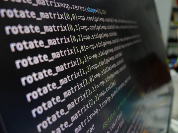 Closeup of the python code on the monitor stock photo