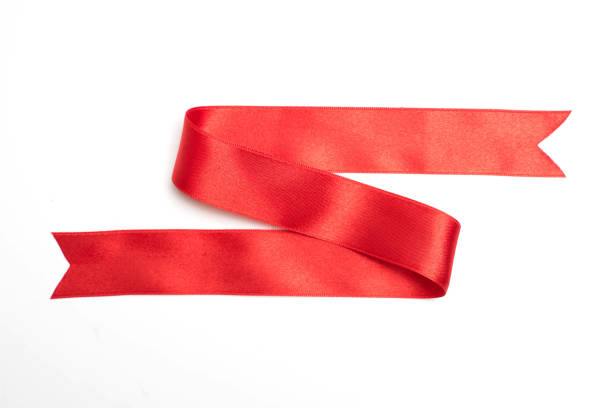 istock Red ribbon border isolated on white background 1129157693