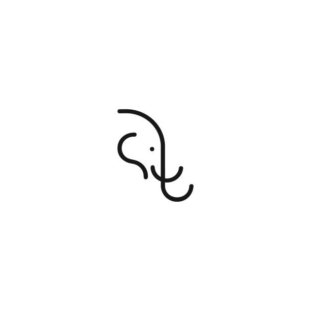 Elephant head icon. Animal vector logotype simple line style. Vector illustration. elephant art stock illustrations