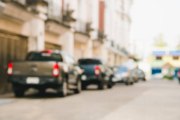 istock Abstract blur car parking at town home office 1129159465