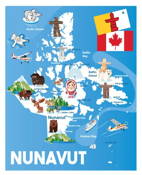 Vector illustration of Cartoon map of NUNAVUT