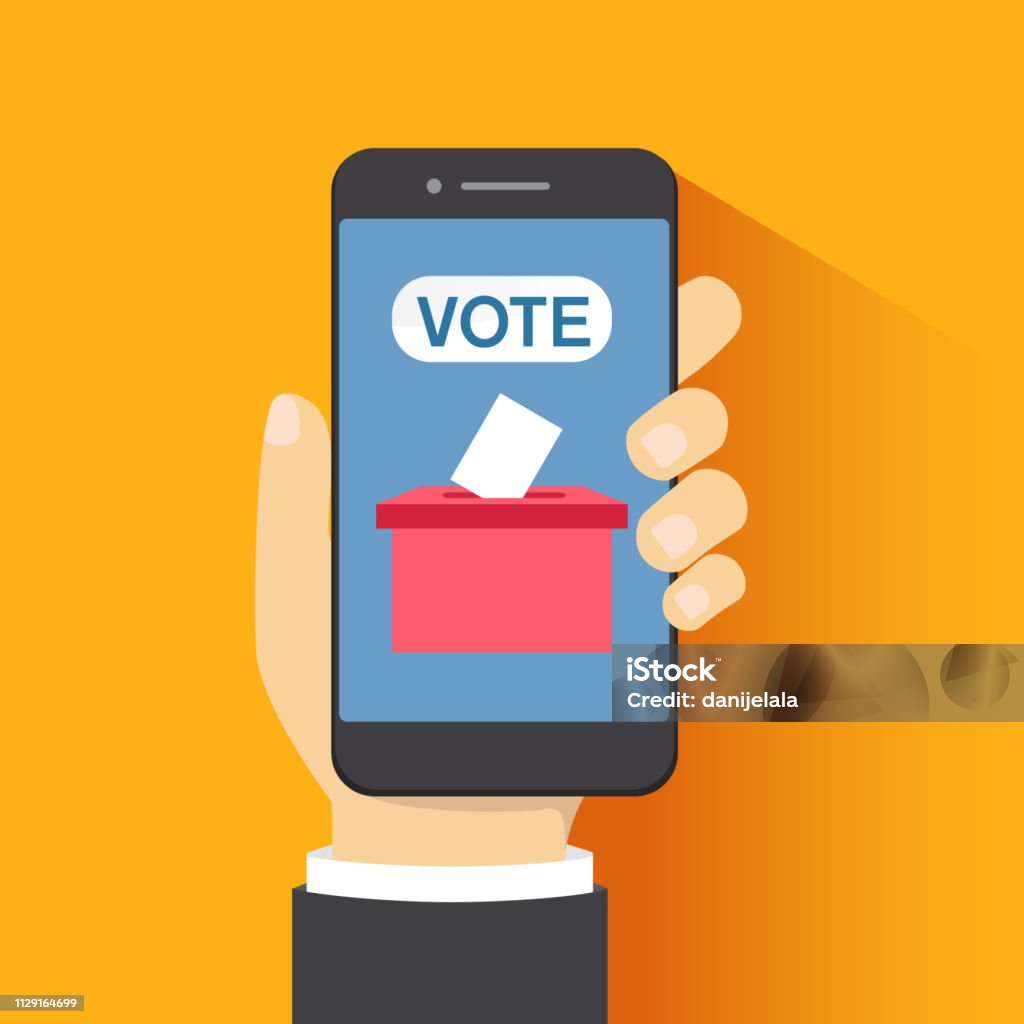 Elecciones en línea, e-voting, internet sistema de votación. Diseño plano. Ilustración de vector - arte vectorial de Votar libre de derechos
