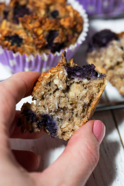 istock sweet blueberry muffins a piece in hand 1129167918