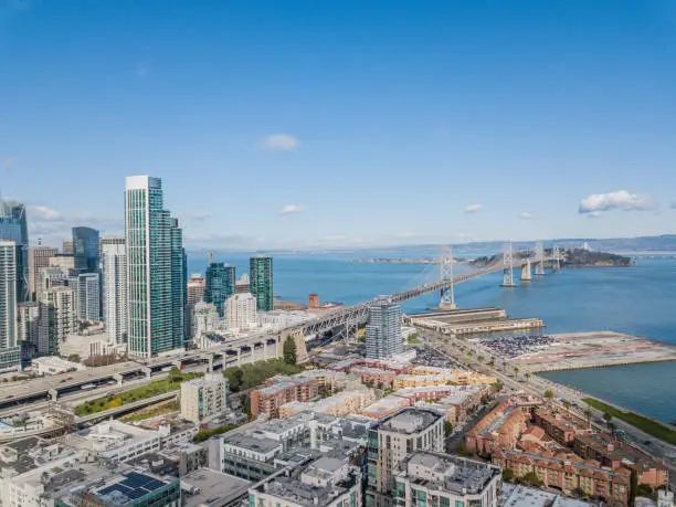 Photo of Aerial View of San Francisco Skyline and Bay Bridge
