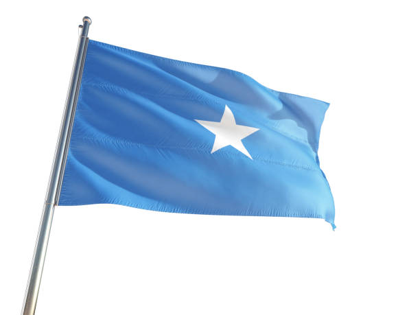 istock Somalia National Flag waving in the wind, isolated white background. High Definition 1129171221