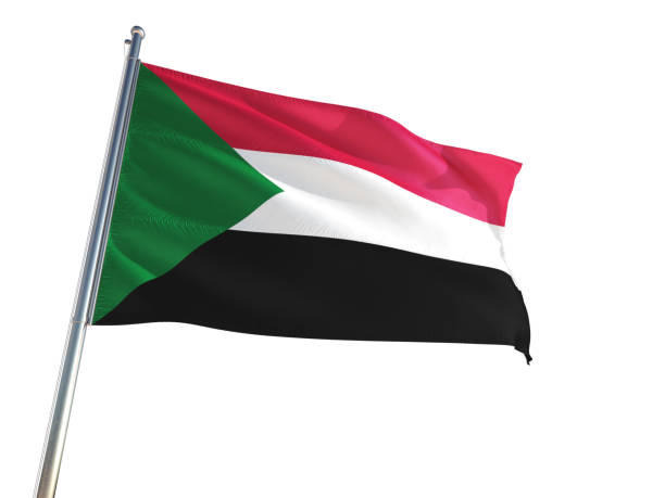 istock Sudan National Flag waving in the wind, isolated white background. High Definition 1129172038