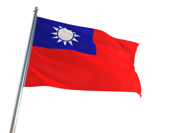 taiwán nacional bandera ondeando en el viento, aislado fondo blanco. alta definición - himno nacional turco fotografías e imágenes de stock