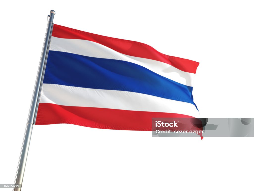 Thailand National Flag Waving In The Wind Isolated White Background High  Definition Stock Photo - Download Image Now - iStock