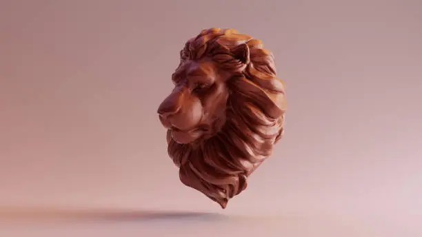 Photo of Chocolate Clay Adult Male Lion Bust Sculpture Front