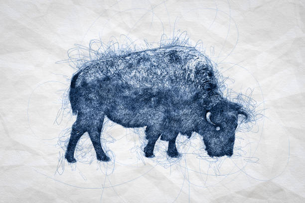 istock Bull Bison Ballpoint Pen Doodle Illustration 1129173342