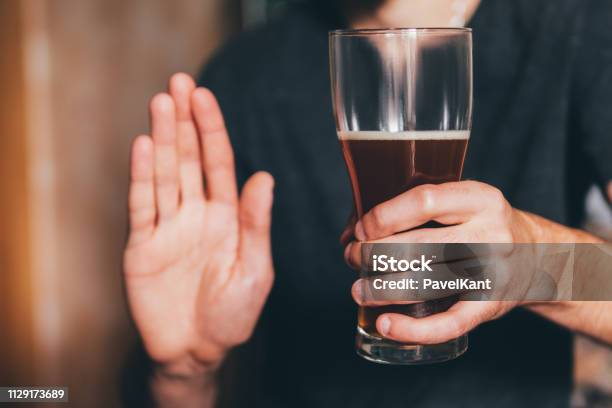 Man Shows No Alcohol Stock Photo - Download Image Now - Alcohol Free, Abuse, Addiction