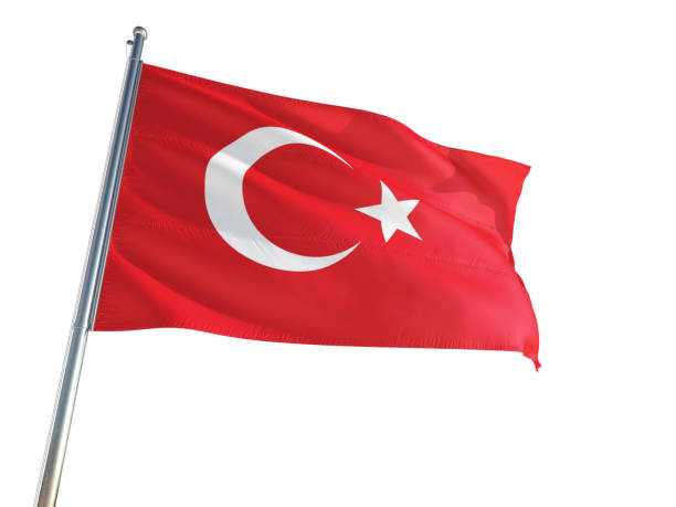 istock Turkey National Flag waving in the wind, isolated white background. High Definition 1129173776