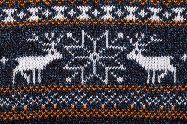 istock Knitted fabric cloth ornament with elk 1129174095