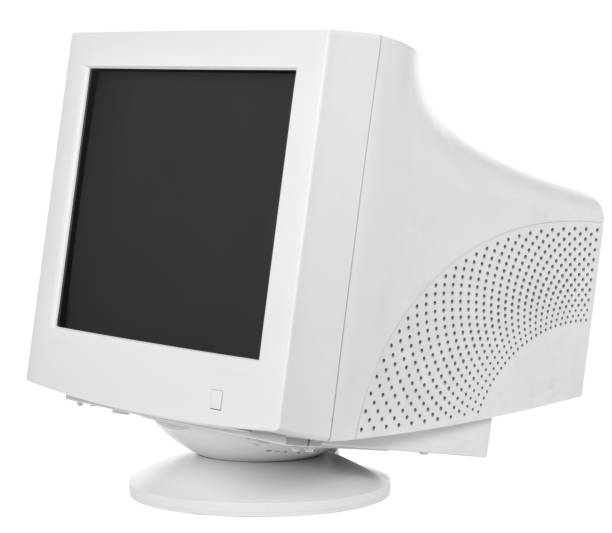 istock Old CRT computer monitor isolated on white 1129174115