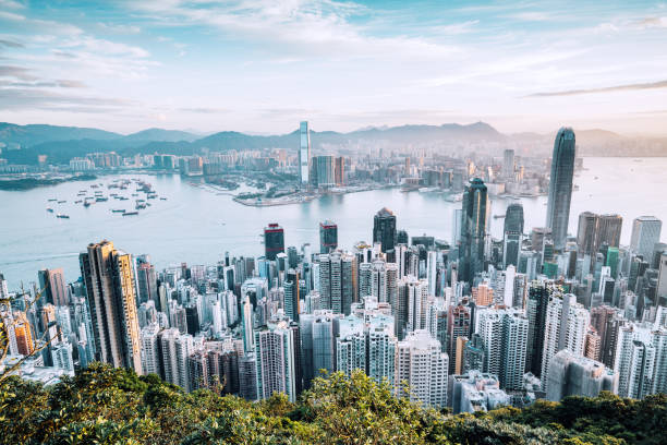 istock Hong Kong skyline at sunrise 1129175283