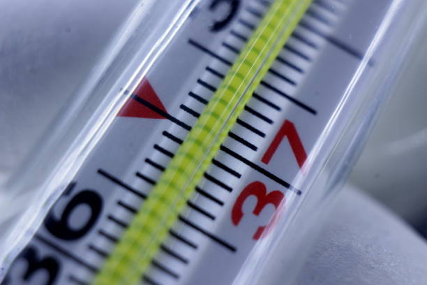 istock Medical thermometer in macro with temperature 1129176952