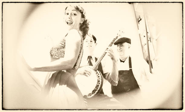 Banjo, Analog, Music, Art, Close-up, Beauty, vintage, couple, trio,