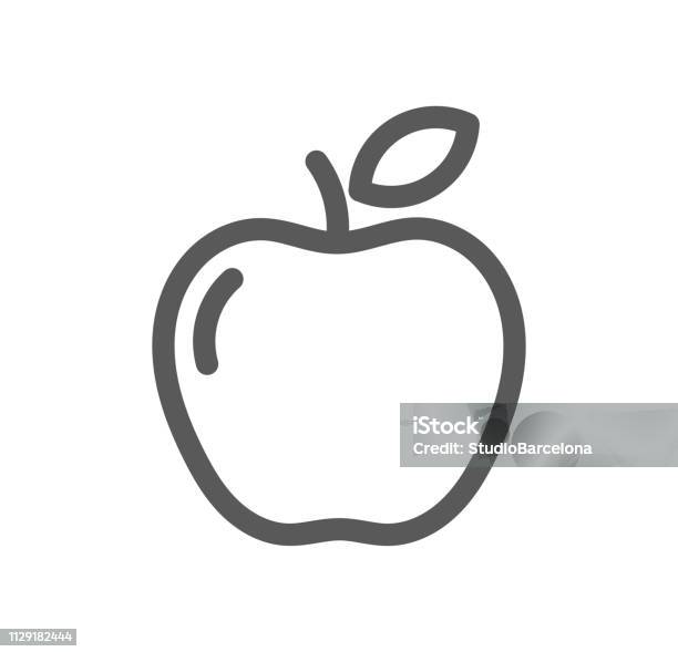 Apple Line Icon Stock Illustration - Download Image Now - Apple - Fruit, Icon Symbol, Outline