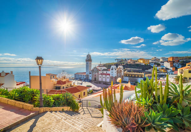 Landscape with Candelaria,Tenerife Landscape with Candelaria town on Tenerife, Canary Islands, Spain spain stock pictures, royalty-free photos & images