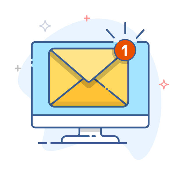 New message, new email notification on desktop screen icon. New message, new email notification on desktop screen icon. eps 10 unread messages illustrations stock illustrations