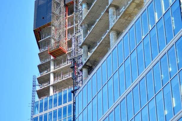 istock Detail view of skyscraper construction 1129187942
