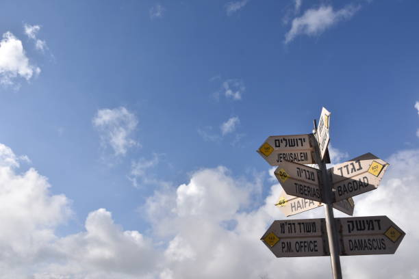 istock Directional signs on Mount Golan Heights 1129188238